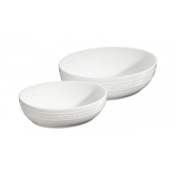 Set of 2 White Ceramic Bowls 23 and 27 cm