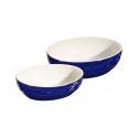 Set 2 Bowls 23 and 27 cm Dark Blue in Ceramic