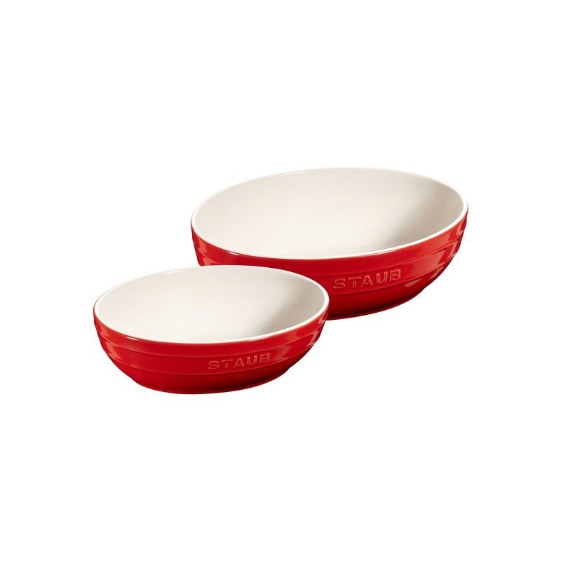 Set 2 Bowls 23 and 27 cm Red in Ceramic