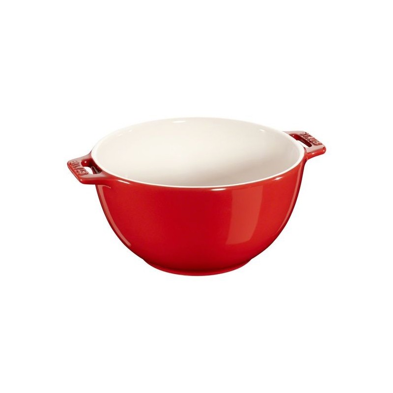 Ceramic Salad Bowl with Handle 18 cm Red