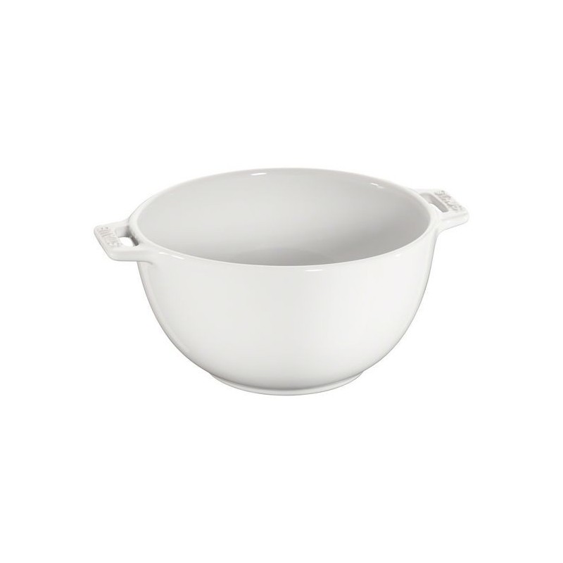 White Ceramic Salad Bowl with Handle 25 cm