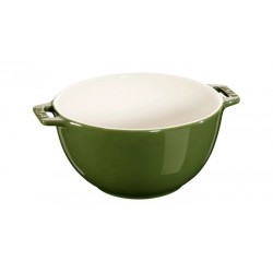 Ceramic Salad Bowl with Handle 25 cm Basil Green