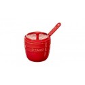 Red Ceramic Sugar Bowl with Spoon 9 cm