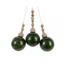 Bundle of Green Balls 5 cm with Glitter. Set of 3
