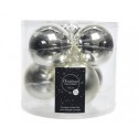 Christmas Baubles to Hang in Glass 8 cm Silver. Set of 6