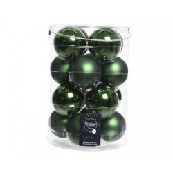 Christmas Baubles to Hang in Glass 8 cm Green. Set of 16