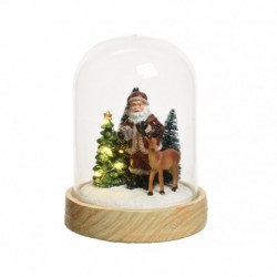 Glass Bell with Christmas Scene with Led 20 cm 8 Led
