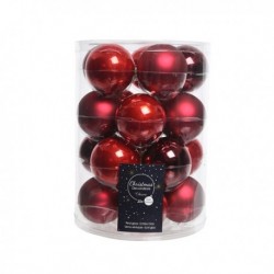 Christmas Baubles to Hang in Glass 6 cm Red. Set of 20