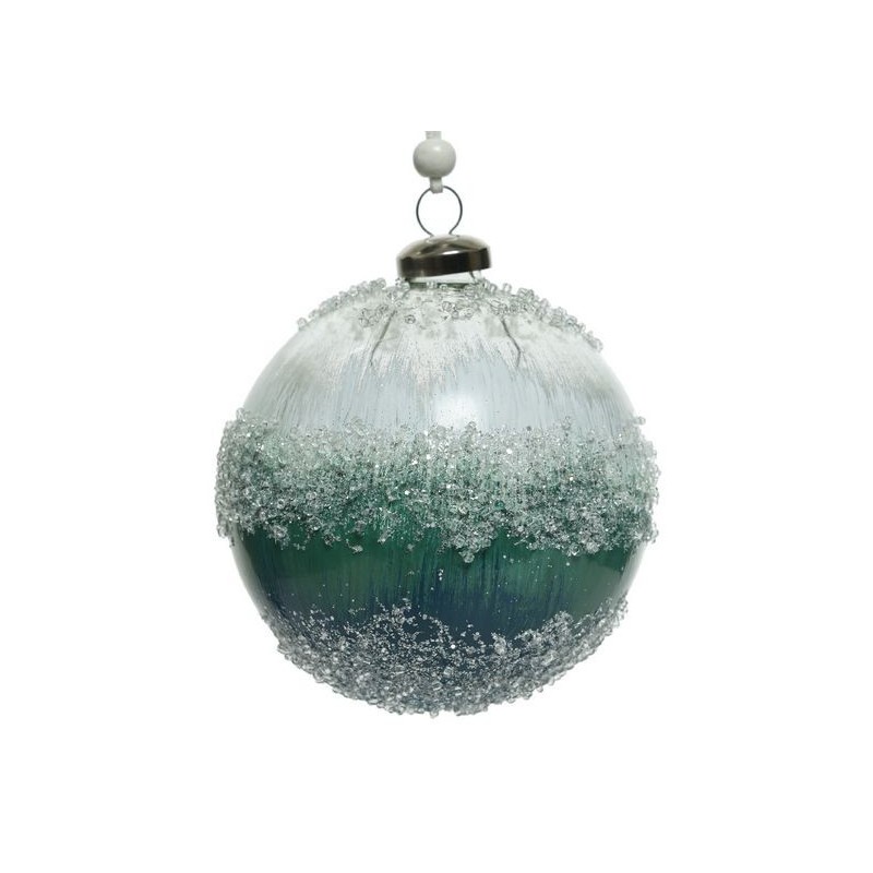 Glass balls to hang Artic Blue dim 10 cm Box of 2