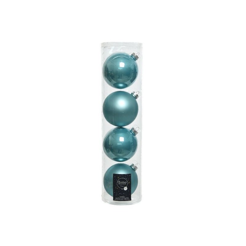Glass balls to hang Artic Blue dim 10 cm Box of 4