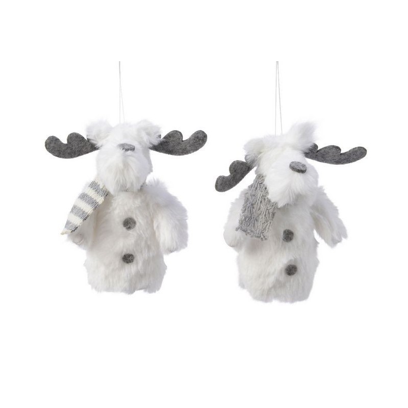 Reindeer to hang White dim 11 cm Single Piece