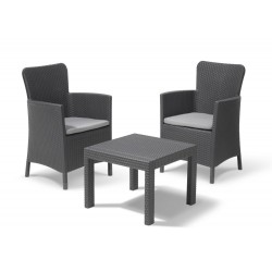 Keter Set 2 Armchairs + Open Table SALVADOR BALCONY Graphite