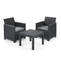 Keter Set 2 Armchairs + Open Coffee Table EMMA BALCONY Graphite