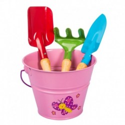 Stocker Pink KIDS GARDEN tool set and bucket