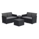 Keter Set 2 Sofas + 2 Coffee Tables Containers CLAIRE DOUBLE SOFA STORAGE TABLE Graphite