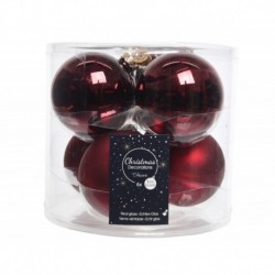 Christmas Baubles to Hang in Glass 8 cm Red. Set of 6