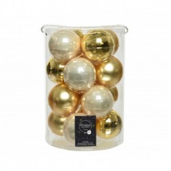 Glass Christmas balls to hang 8 cm Gold and Pearl. Sep 16