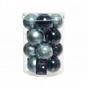 Hanging glass Christmas balls 8 cm Blue. Set of 16