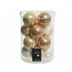 Glass Christmas balls to hang 8 cm Pearl, Caramel and White. Sep 16