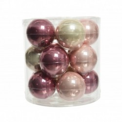 Glass Christmas balls to hang 6 cm Pink and Pearl. Sep 15