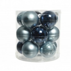 Hanging glass Christmas balls 6 cm Blue. Set of 15