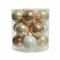 Glass Christmas balls to hang 6 cm Pearl, Caramel and White. Sep 15