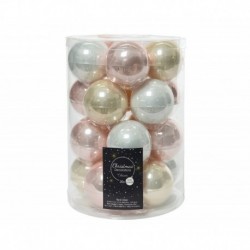 Glass Christmas balls to hang 6 cm White, Gold and Pink. Sep 20