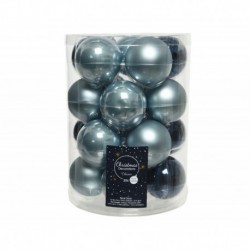 Hanging glass Christmas balls 6 cm Blue. Set of 20