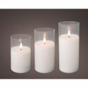 Set 3 candles with LED 17.5 cm