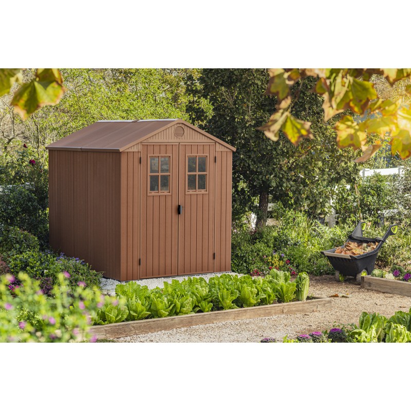 Keter Resin Garden Shed DARWIN 6x8 Wood with Front Windows