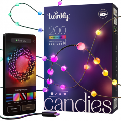 Twinkly CANDIES Kugel-Weihnachtsbeleuchtung, intelligente 200 RGB-LEDs, grünes Kabel der zweiten Generation
