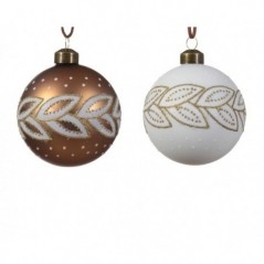 Christmas baubles with leaves to hang Set of 3
