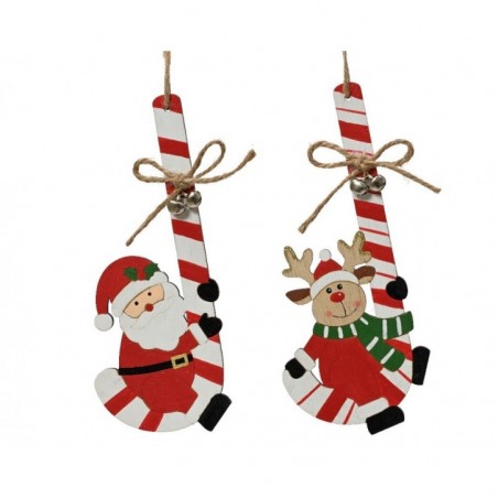 Santa Claus on Candy Cane to Hang Single Piece