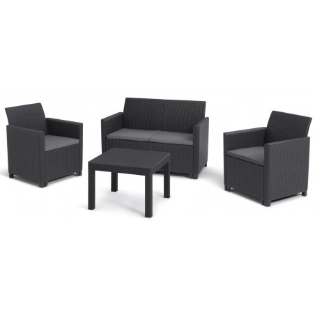 Keter Lounge Set MARIE Graphite Sofa + 2 Armchairs + Open Coffee Table