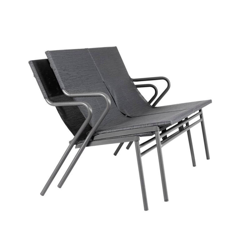 Low padded bench VENCE LaFuma LFM5287 Obsidian/Titane