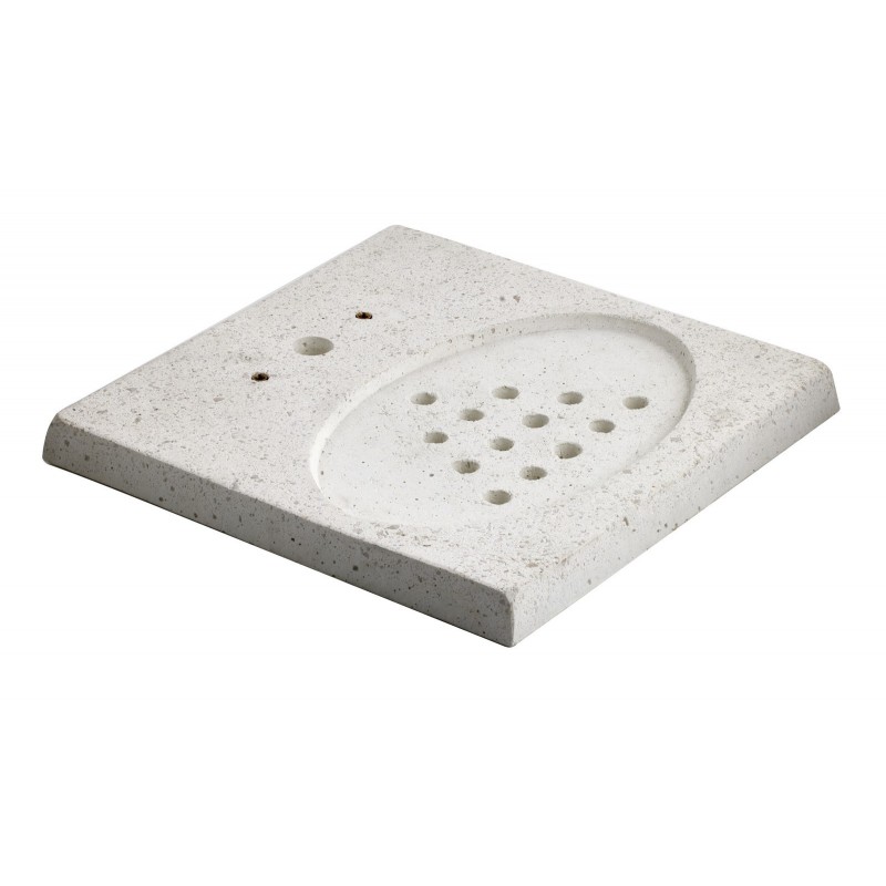Perforated White Concrete Base with Drain Grate for Ground Aquapoint Fountains