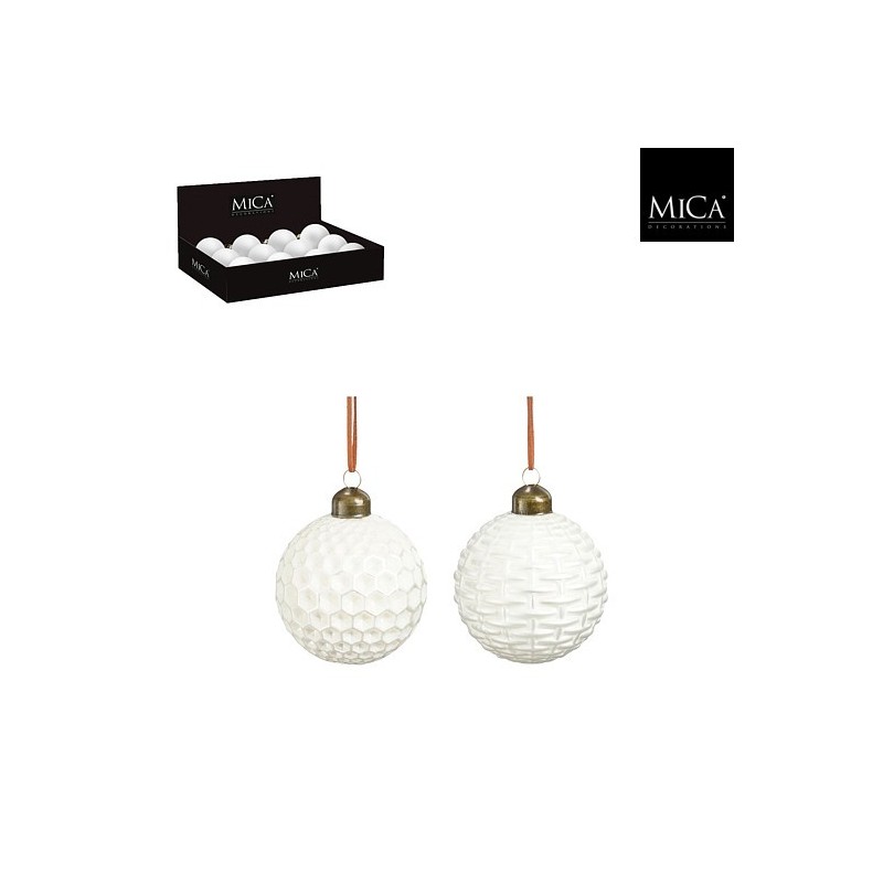 8 cm White Glass Ball. Single Weight.