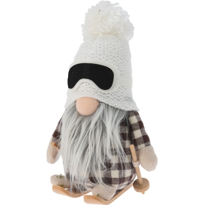 20cm Fabric Skiing Gnome with LED Light. Single Piece