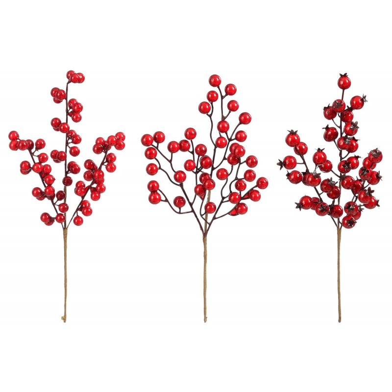 Branch with Red Berries 33 cm. Single Piece.