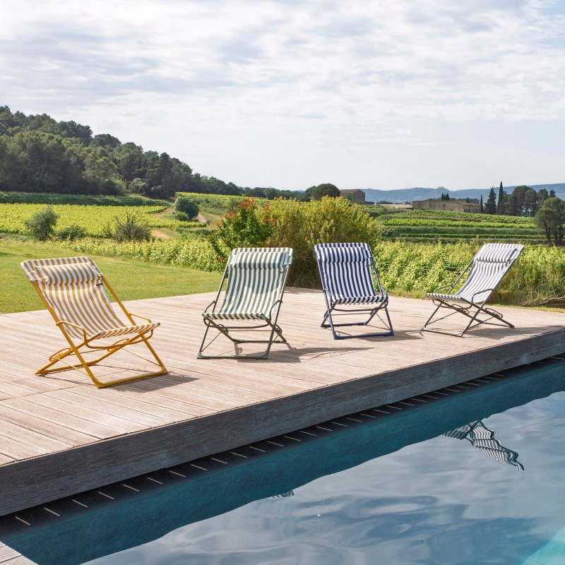 Rocking Deck Chair TRANSASWING LaFuma LFM5394 Rayure Miel