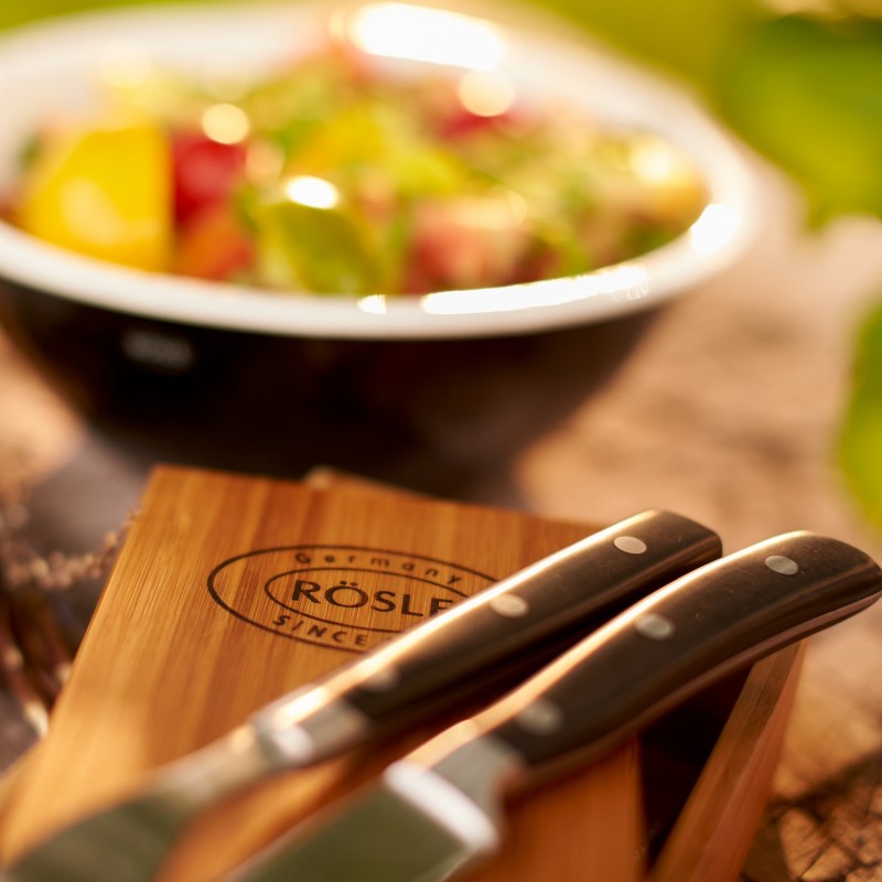 Rösle Steak Cutlery Set in Wooden Box 4 pcs cod. 250146 Rösle Steak Cutlery Set in Wooden Box 4 pcs cod. 250146