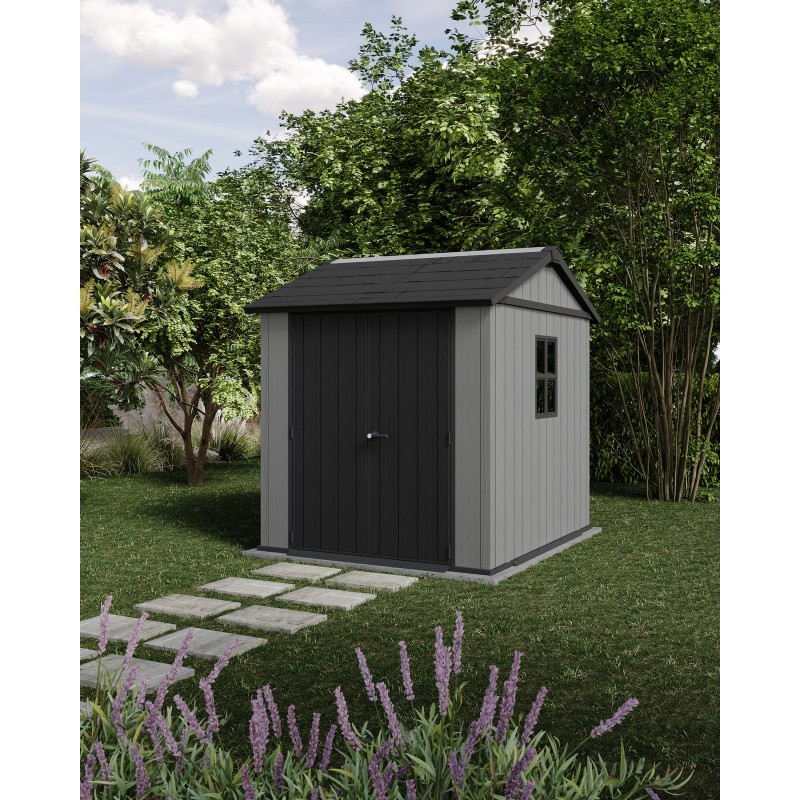 Keter NEWTON PLUS 757 Resin Garden Shed Grey - Dual Assembly Option