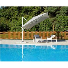 Greenwood California Aluminum Garden Parasol with 3x4m Spuncrylic Side Pole Grey - White