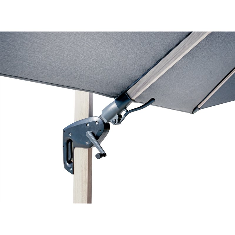 Greenwood California Garden Parasol in Aluminum with Side Pole 3x3 m Spuncrylic Grey - Wooden Look