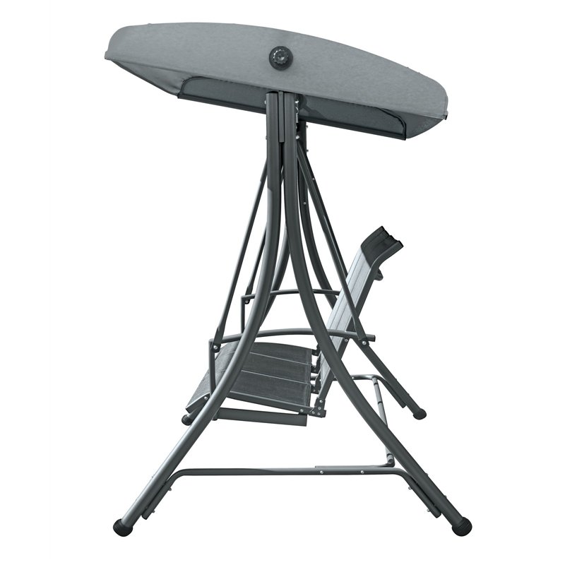 Greenwood 3-Seater Iron Swing - Black Textilene - Anthracite