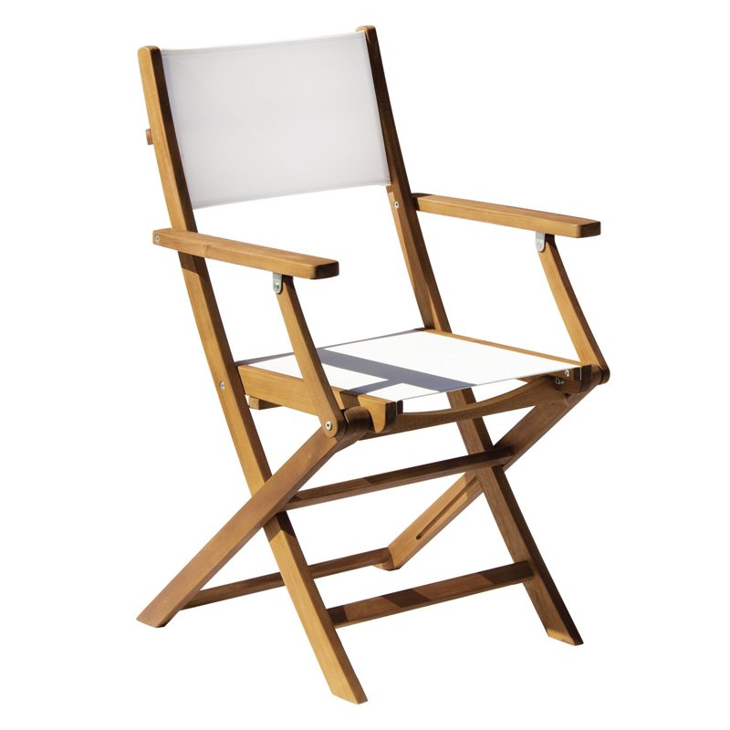 Greenwood Venturina Garden Garden Chair in Acacia with Armrests - Textilene - Folding Greenwood Venturina Garden Garden Chair in Acacia with Armrests - Textilene - Folding