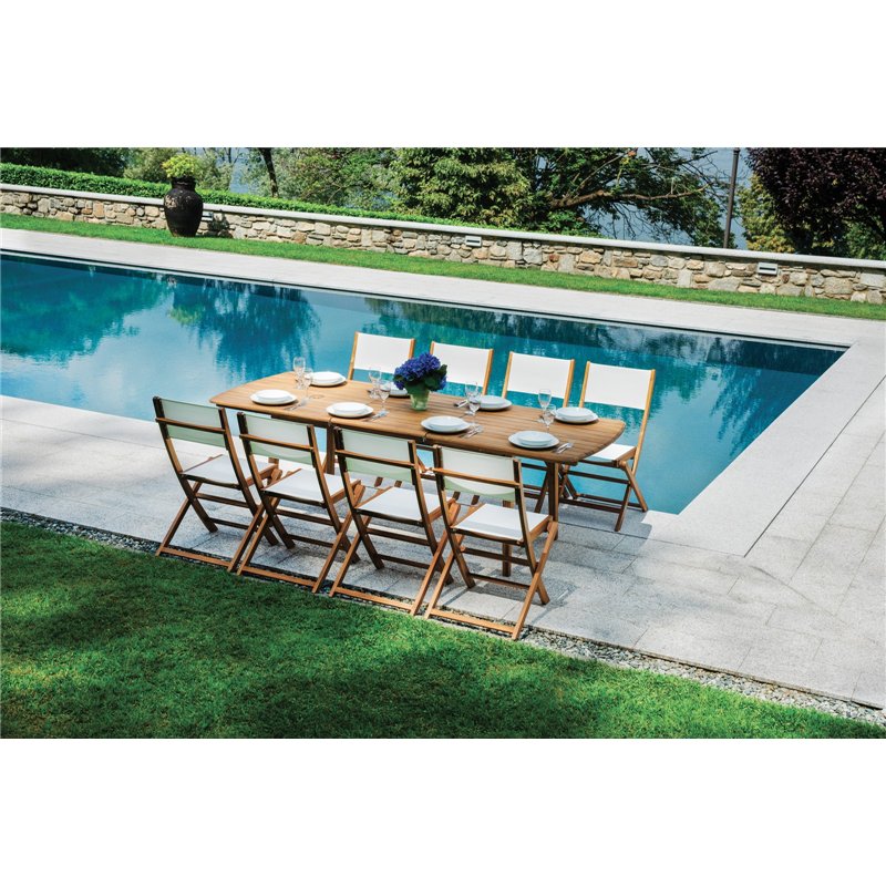 Greenwood Venturina Garden Garden Chair in Acacia with Armrests - Textilene - Folding Greenwood Venturina Garden Garden Chair in Acacia with Armrests - Textilene - Folding