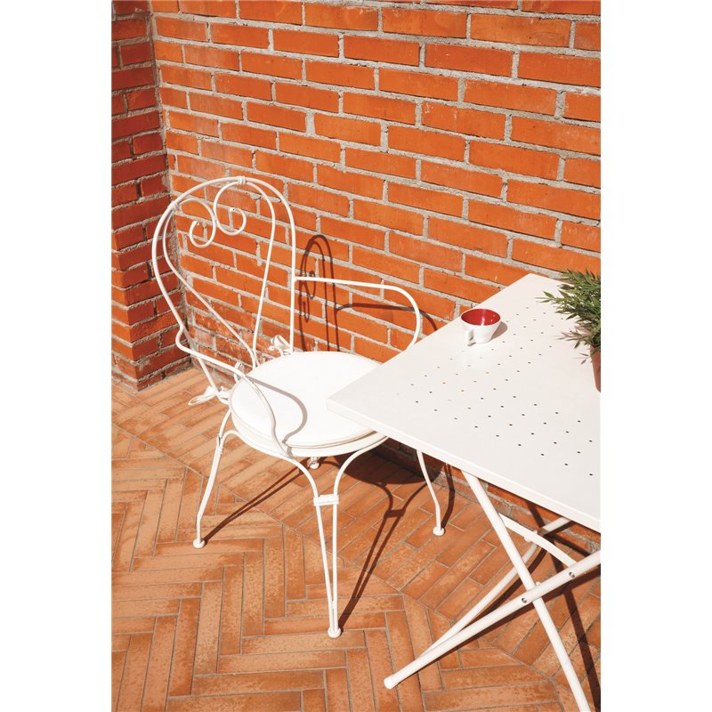 Greenwood Sirmione Iron Garden Garden Chair with Armrests - Ivory