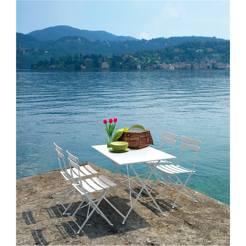 Greenwood 110x70cm Iron Bistro Table - Ivory - Folding