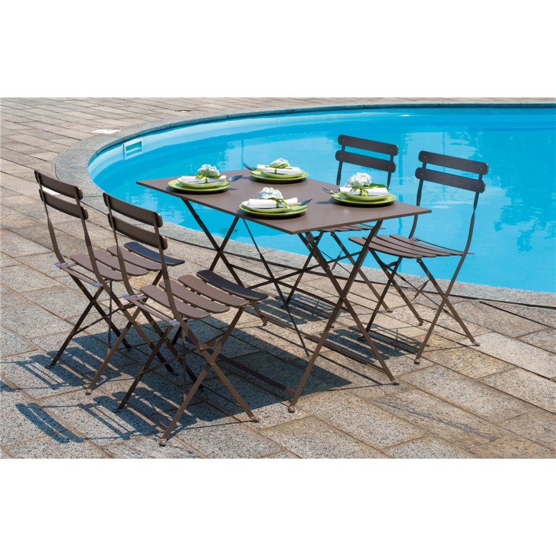 Greenwood 110x70cm Folding Iron Bistro Garden Table - Dove Grey Greenwood 110x70cm Folding Iron Bistro Garden Table - Dove Grey